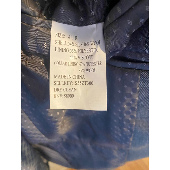 Turnbury Silk Wool Blazer Mens 41R Gray Sport Coat Tailored Jacket - Picture 6 of 6